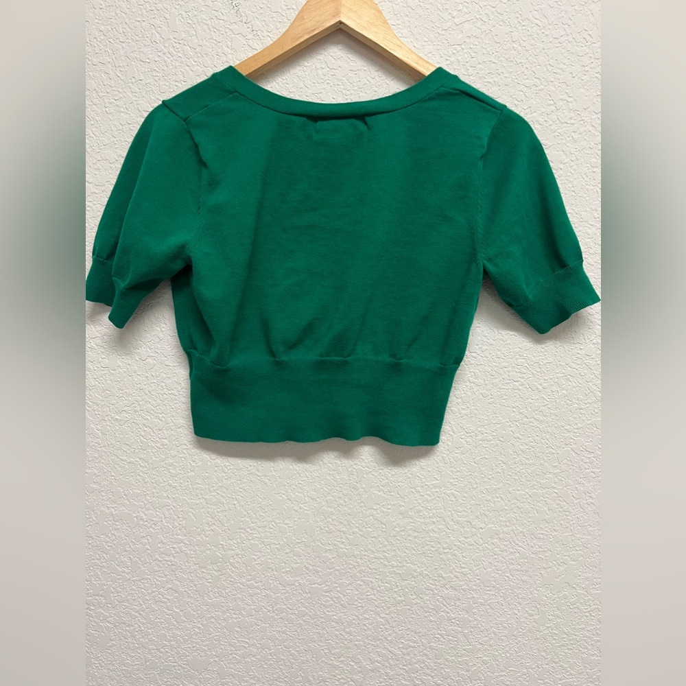 *Women’s Grass Green Cropped Cardigan Mossimo Large - Picture 4 of 8
